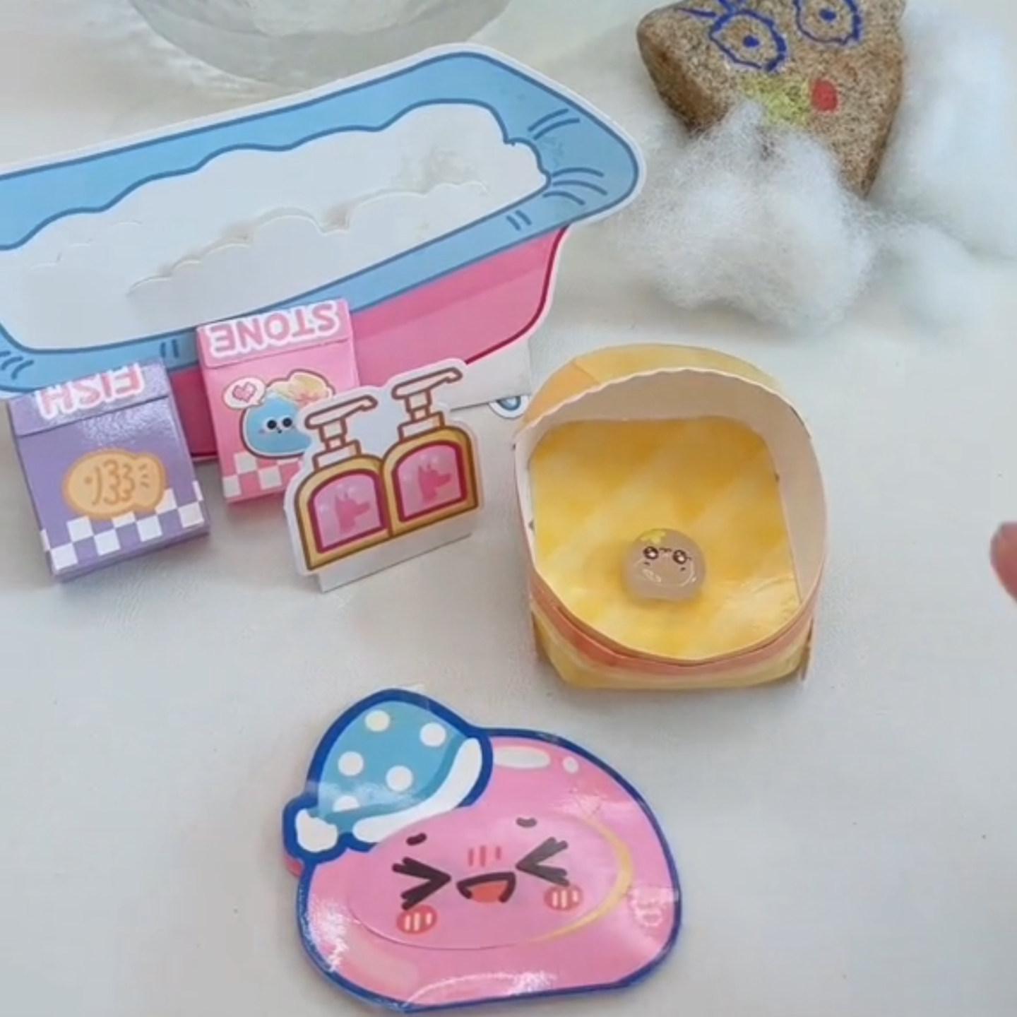 正版领养宠物石头盲袋儿童安静书创意diy解压女孩云养立体贴纸356