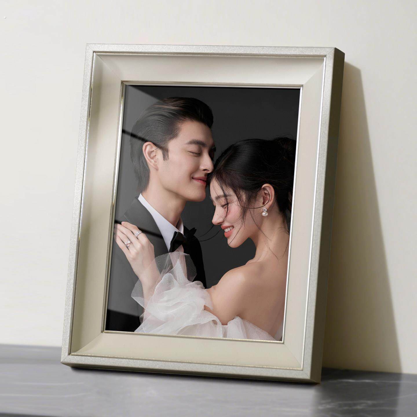 定制结婚纱照相框摆台空框加打印洗照片相片做成亲子照写真照摆台