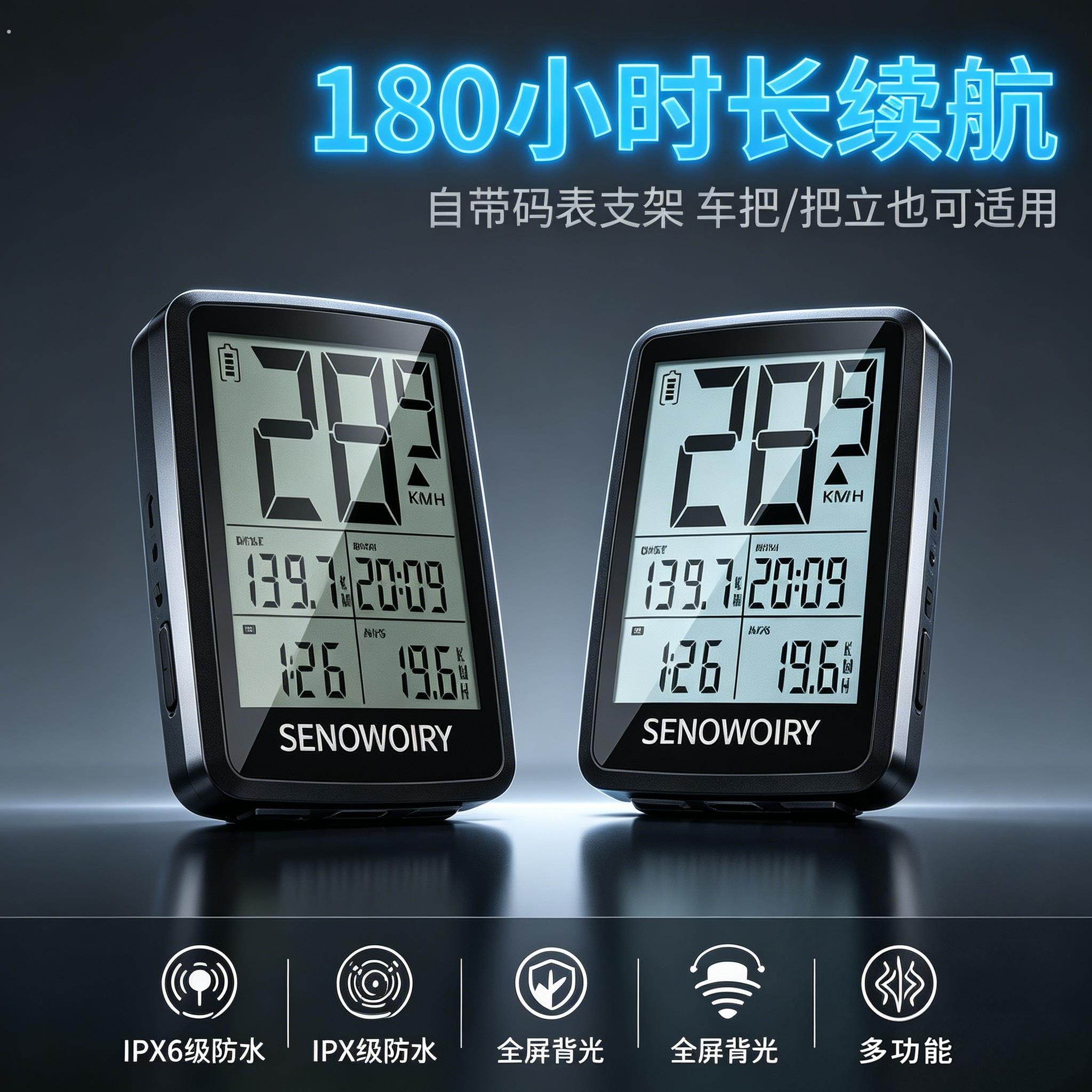 自行车码表无线迈速表公路山地车骑行测速里程表计数记速器时速表