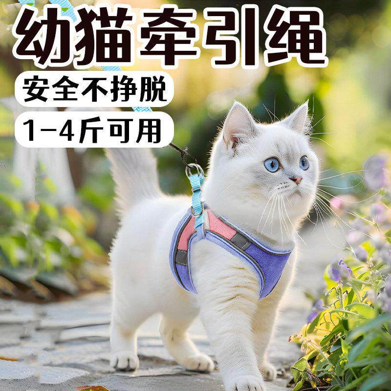 幼猫牵引绳超小号遛猫外出专用两个月小猫咪防挣脱背心式背带用品