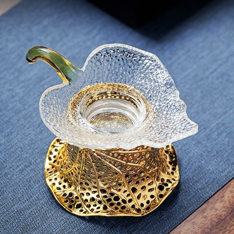 玻璃茶滤超细荷叶茶漏公道杯泡茶茶器茶叶过滤网漏斗功夫茶具套装