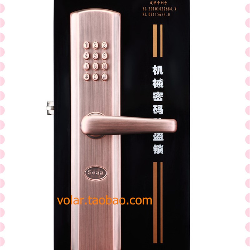防水机械密码门锁不锈钢面板别墅用 防盗门锁不用电可调适门厚度