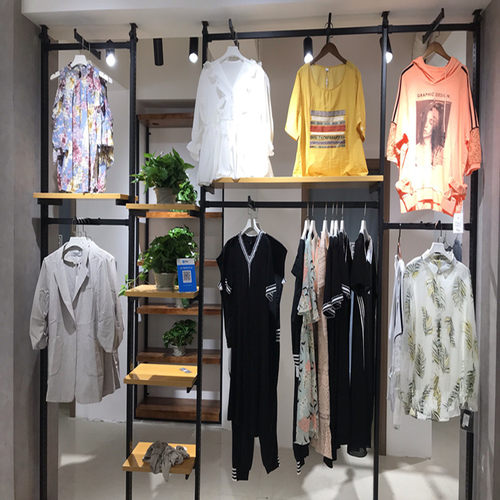 服装店展示架天地立柱可移动双层侧挂衣架男女装中岛架陈列架壁挂
