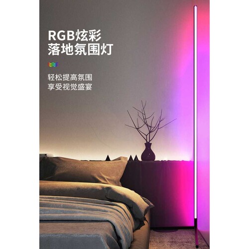 落地灯氛围灯简约北欧led客厅卧室立式墙角落地台灯 直播灯氛围灯