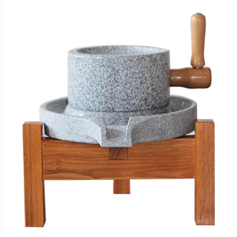 石磨家用手工麻石小石磨 带木架整套老式磨盘18*28豆浆机传统手推