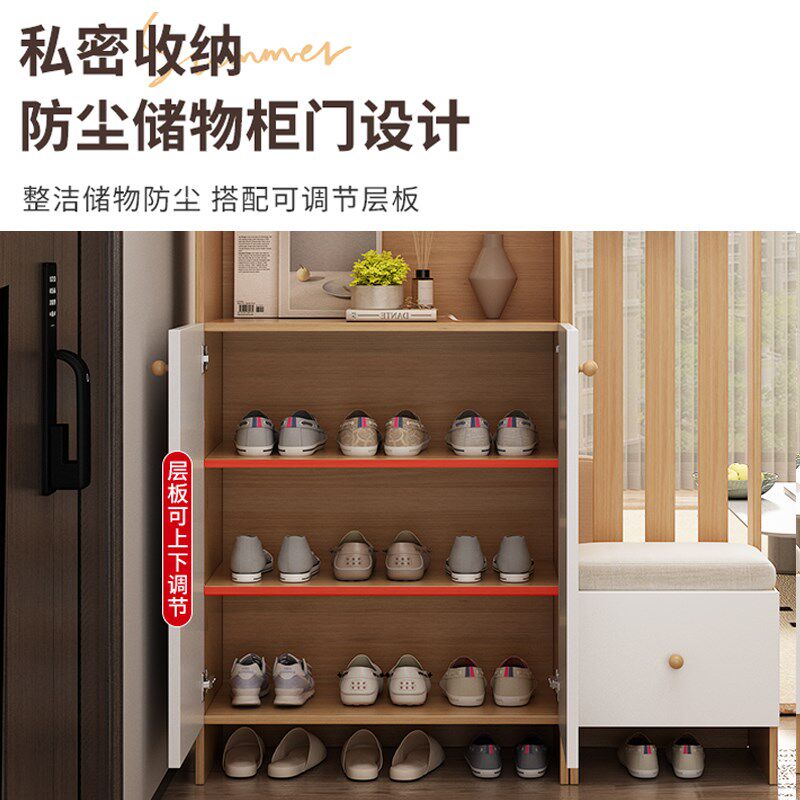 实木鞋柜玄关柜高柜靠墙一体隔断门厅柜家用门口挂架大容量储物柜