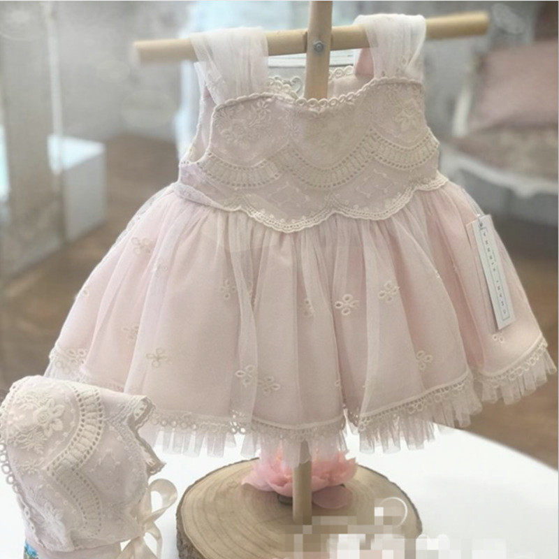 婴儿夏女童网红套装宫廷风百天周岁礼服公主裙女宝宝一岁新款洋气