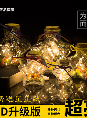 LED灯星星瓶夜光许愿瓶荧光幸运星玻璃发光瓶星星纸管折生日礼物