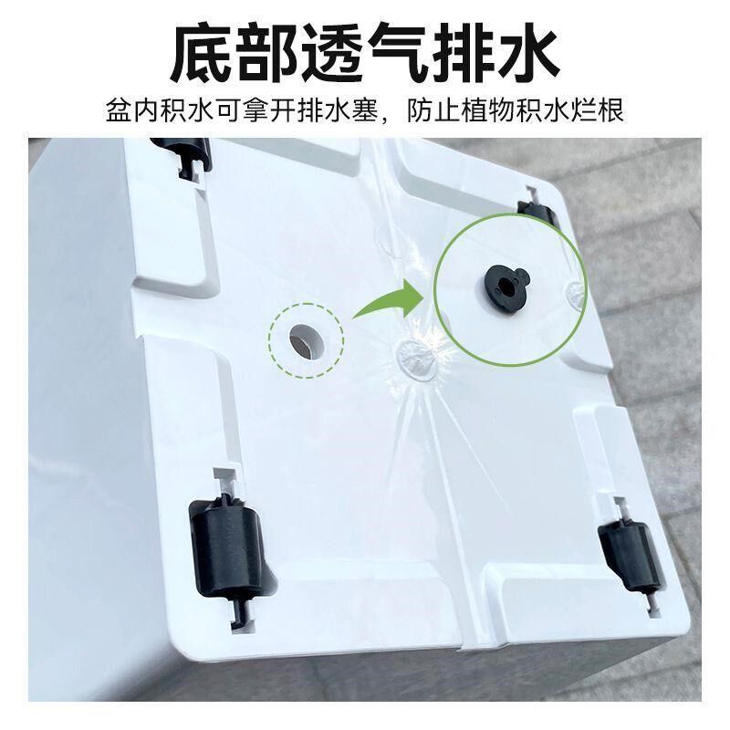 带轮花盆仿陶瓷家用客厅大型绿植可移动白色新款塑料菱形高档加厚