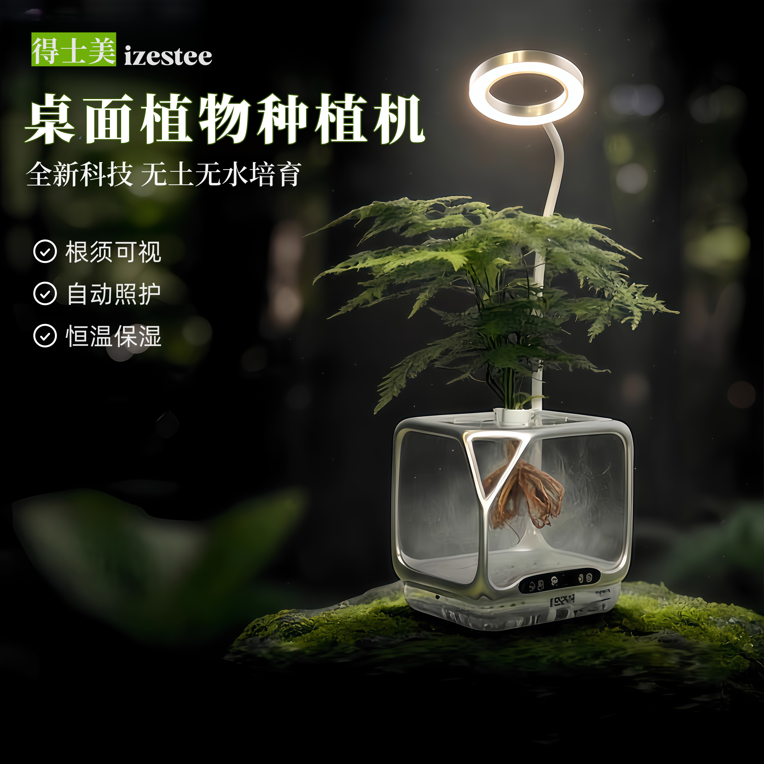 得士美izestee植物培育器智能加湿无土栽培自动照护桌面绿植摆件