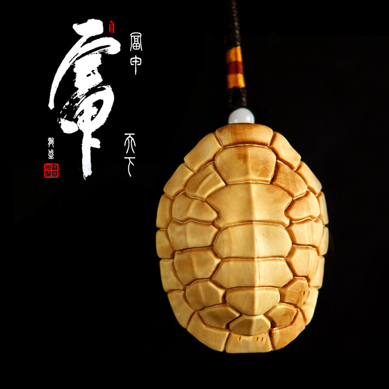 黄杨木雕手把件富甲天下动物乌龟壳吉祥木质雕刻挂件财随身把玩