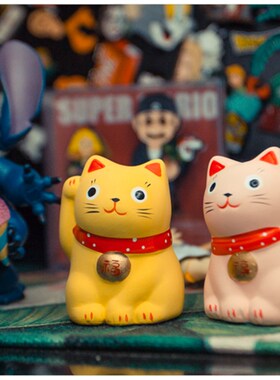 日式创意迷你招财猫陶瓷摆件家居装饰招福猫工艺品生日礼物送同学