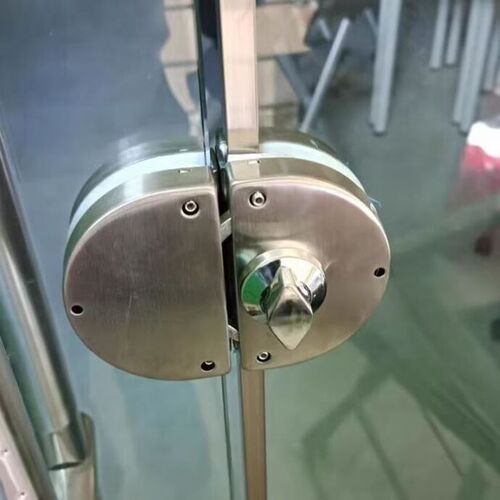 单门双门不锈钢免开孔双开门锁店铺玻璃门锁中央锁推拉玻璃锁