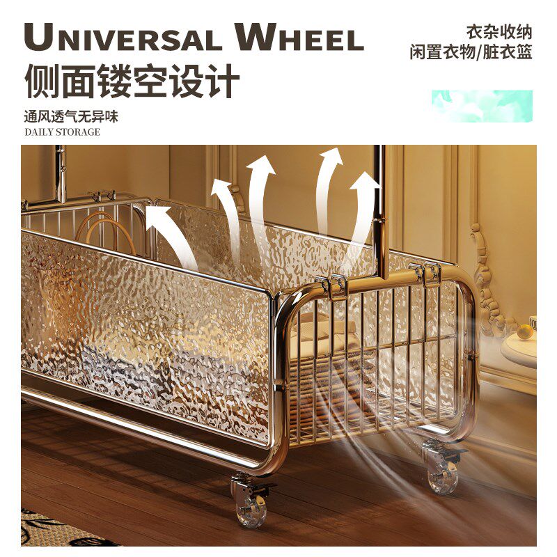 衣架落地家用卧室挂衣架移动简易衣帽架床头放衣服架子收纳置物架