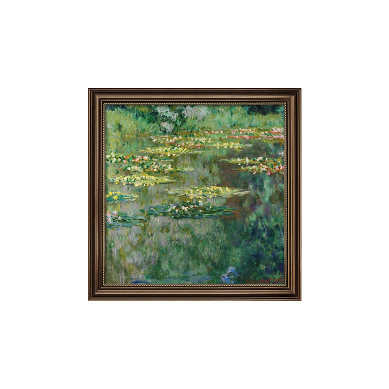 睡莲莫奈装饰画入户玄关挂画复古油画肌理手绘餐厅走廊过道墙壁画