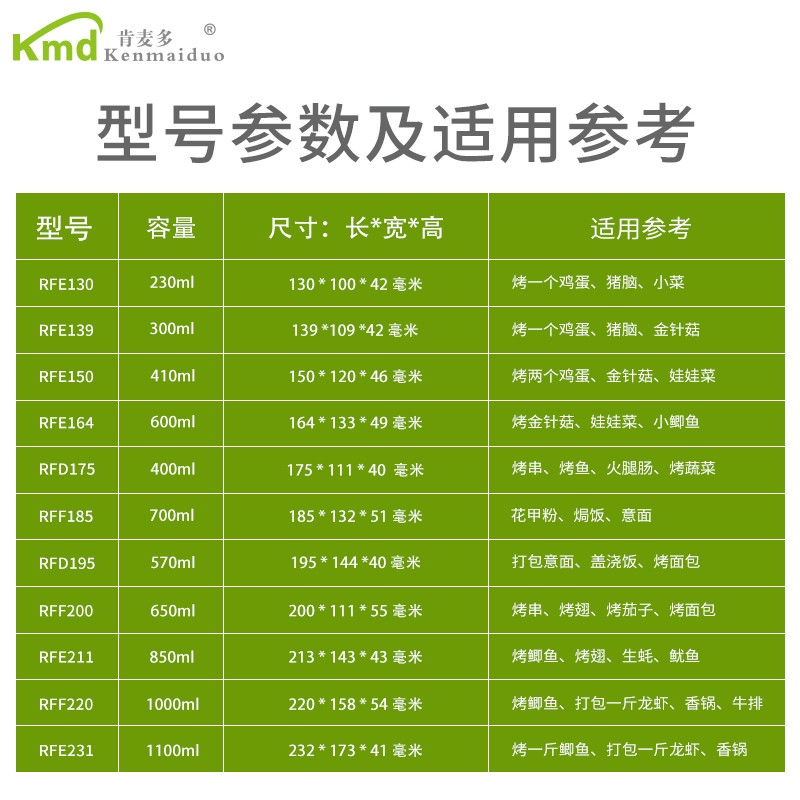 肯麦多烤鱼锡纸盒商用烧烤专用烤箱一次性加厚长方形打包盒带盖子