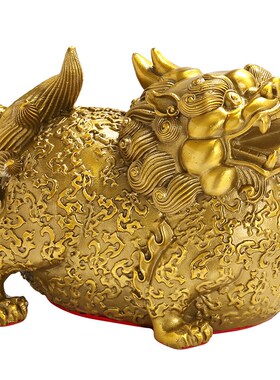 貔貅摆件黄铜一对进门家用办公室客厅装饰门口皮丘工艺品店铺摆设