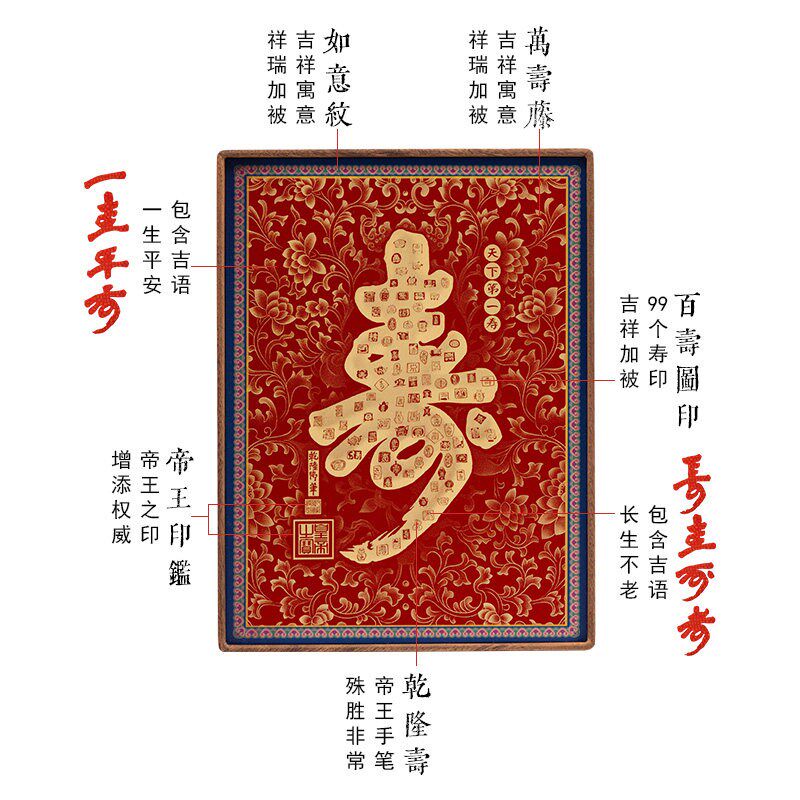 乾隆御笔寿字新中式百寿图桌面摆台客厅家居装饰送长辈老人生日礼