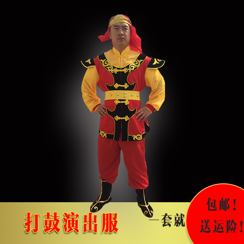 威风锣鼓服装舞龙舞狮打鼓轿夫民族秧歌婚庆表演舞蹈演出服装男款