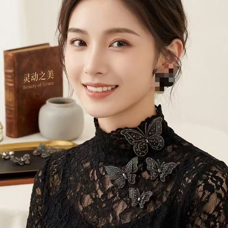 精致立体双层水钻流苏蝴蝶百搭气质女人别针款皇冠配饰WW203