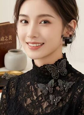 精致立体双层水钻流苏蝴蝶百搭气质女人别针款配件WW203