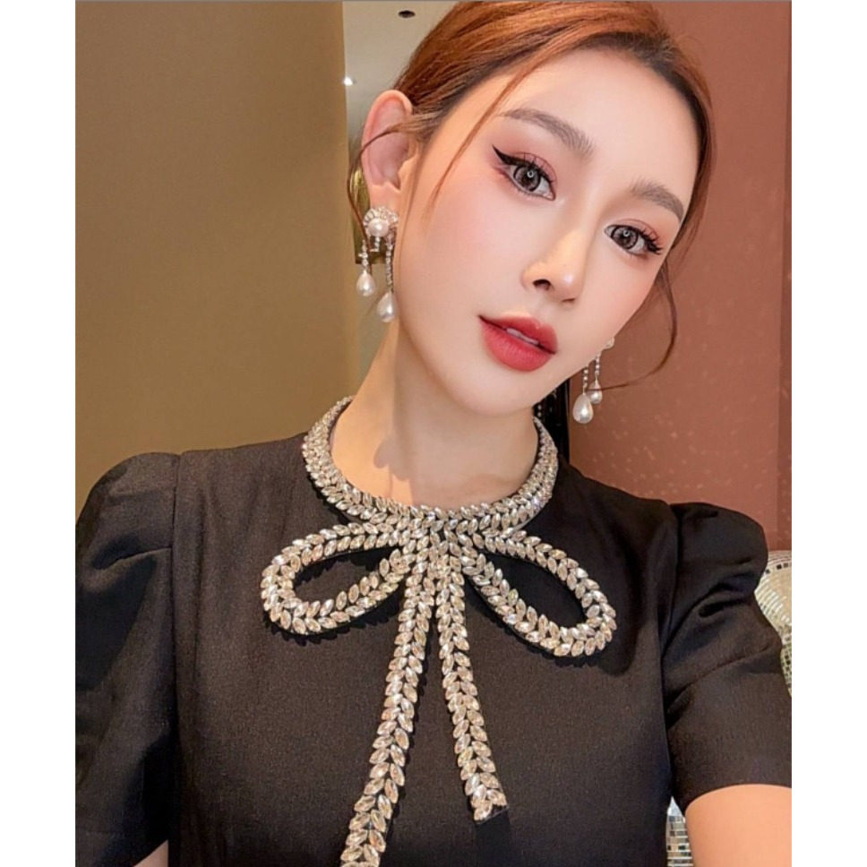 轻奢高级满钻麦穗水钻蝴蝶结假领子AZ745