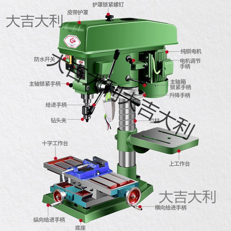 殊尚台钻工业级钻床钻攻铣一体攻丝380V小型家用多功能220V垒德株