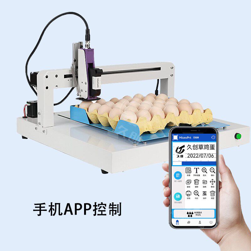 久创 鸡蛋喷码机全自动打生产日期批号编号logo标签单头六头蛋品