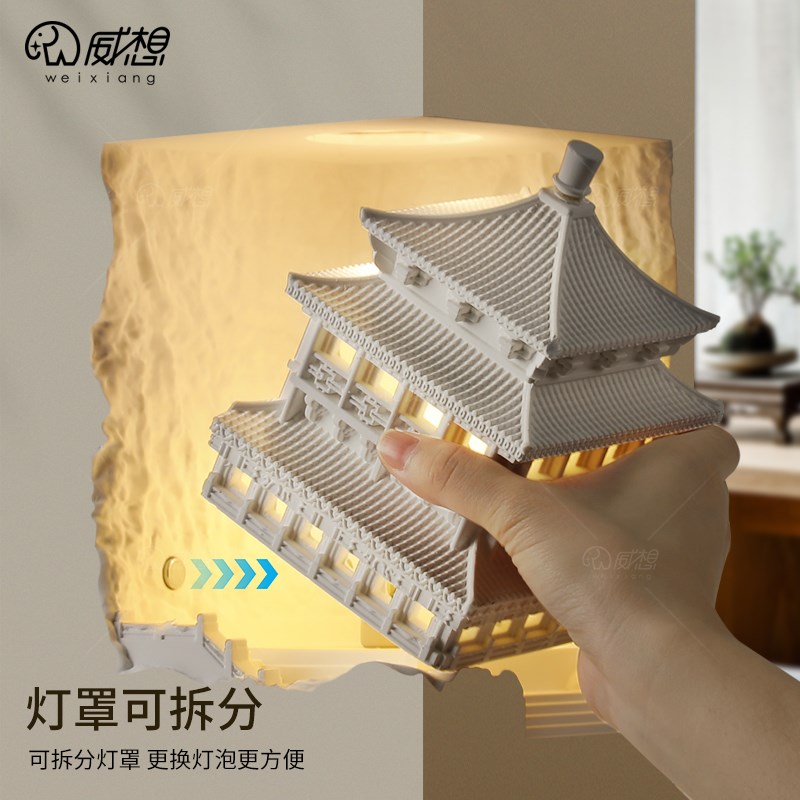 中式石膏壁灯嵌入式转角墙角感应灯中国风古风内嵌预埋复古壁龛灯