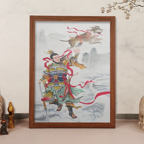 二郎神画像挂画杨戬古代神话人物相框摆件客厅书房装饰画桌面摆台