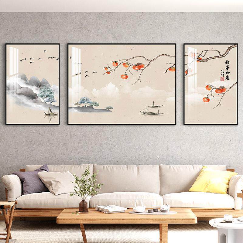 电表箱三联装饰画客厅三联画沙发背景墙挂画可推拉大幅大气电闸箱