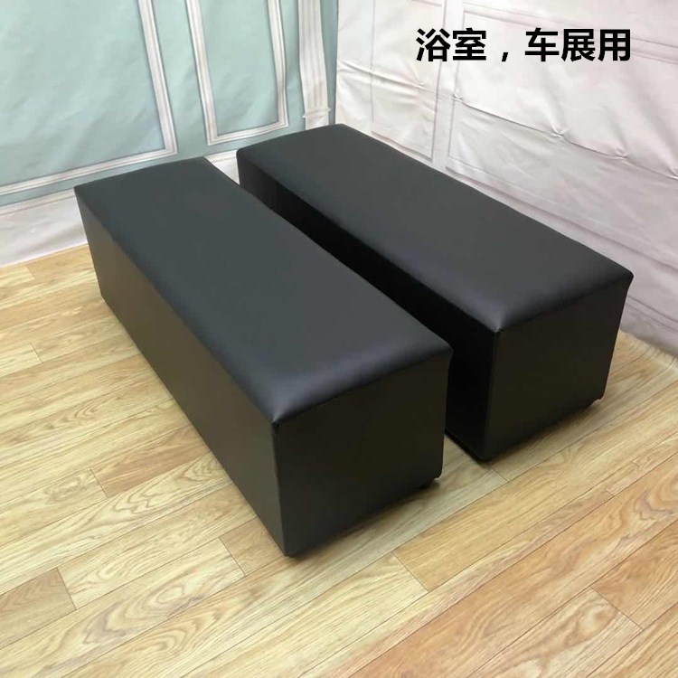 公司活动白色方凳新款皮革长条凳软包凳黑色平面凳子车展婚庆商场