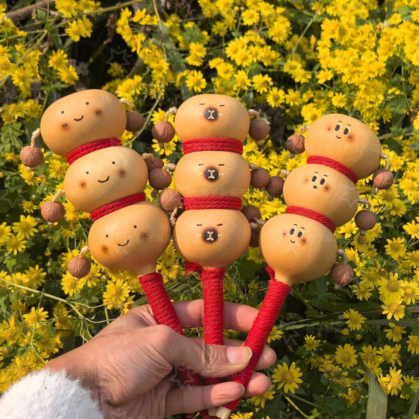 可爱解压文玩糖葫芦纯手工糖葫芦串冰糖葫芦婴儿天然葫芦拨浪鼓