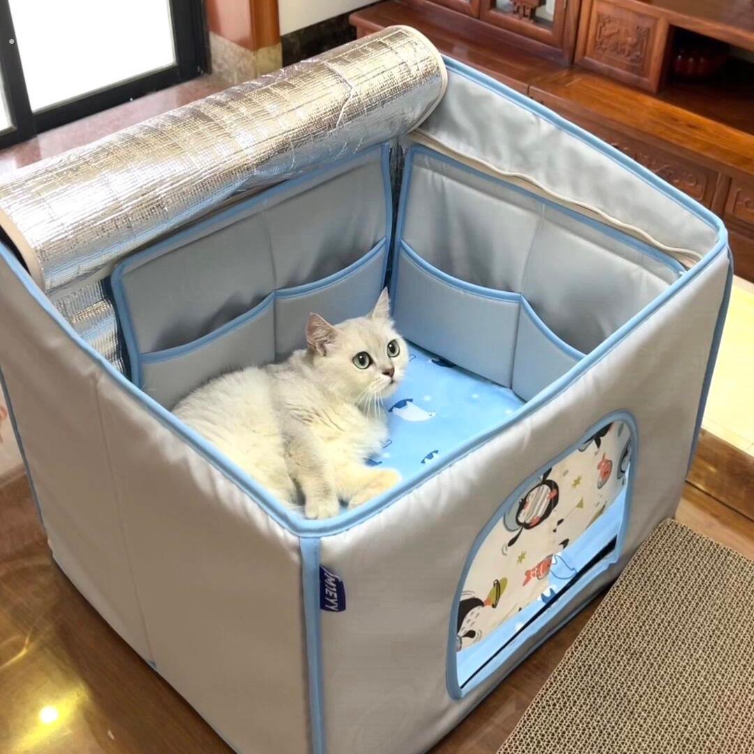 猫窝夏日凉感降温神器空调房半封闭式安全感凉席狗窝凉席宠物用品