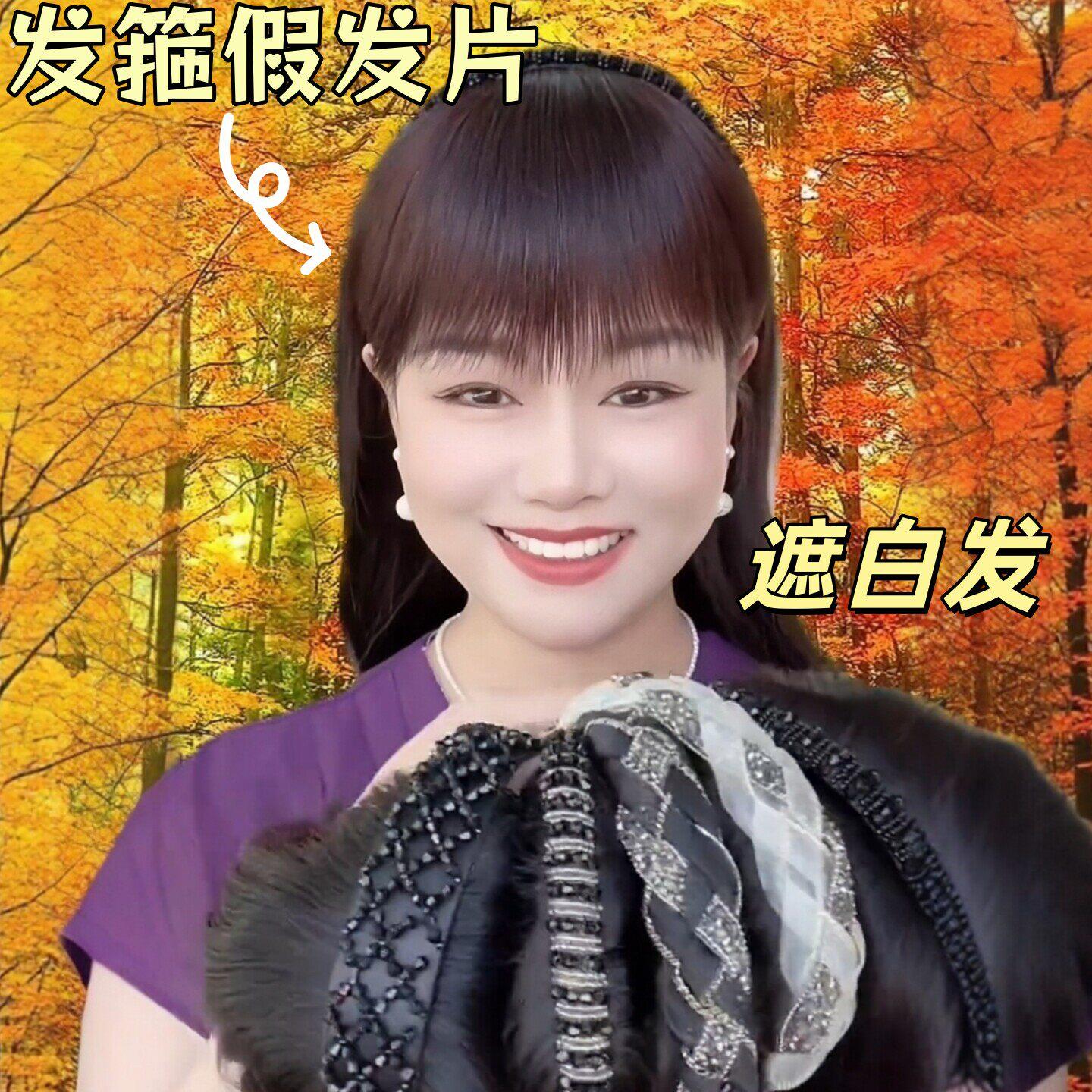 假发片真发遮头顶白发浏海蓬松增发量中老年妈妈发箍款补发一片式