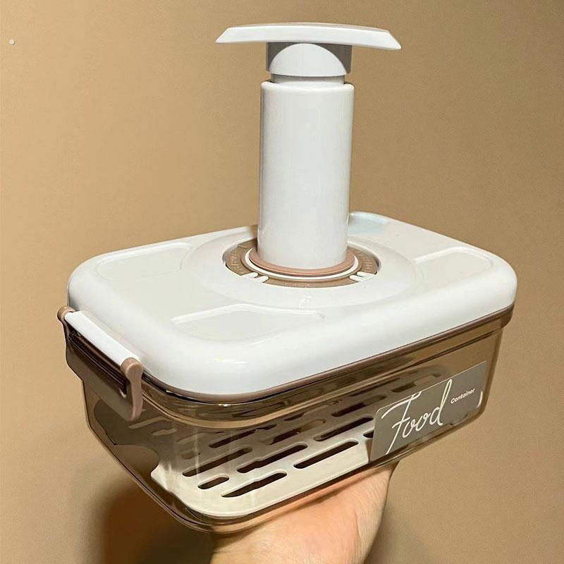 真空保鲜盒电动抽气密封罐塑料沥水储物罐大号厨房食物冰箱收纳盒