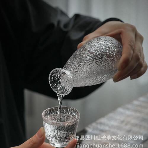 甄选日式清酒壶锤纹酒具套装玻璃温酒器烫酒白酒黄酒家用礼盒装