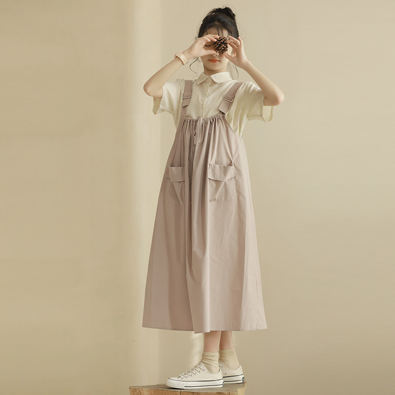 女童套装连衣裙夏装2023新款洋气中大童衬衫背带裙两件套儿童裙子