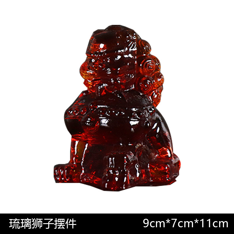 新中式琉璃狮子摆件书桌家居客厅书房办公桌房间玄关酒柜软装饰品