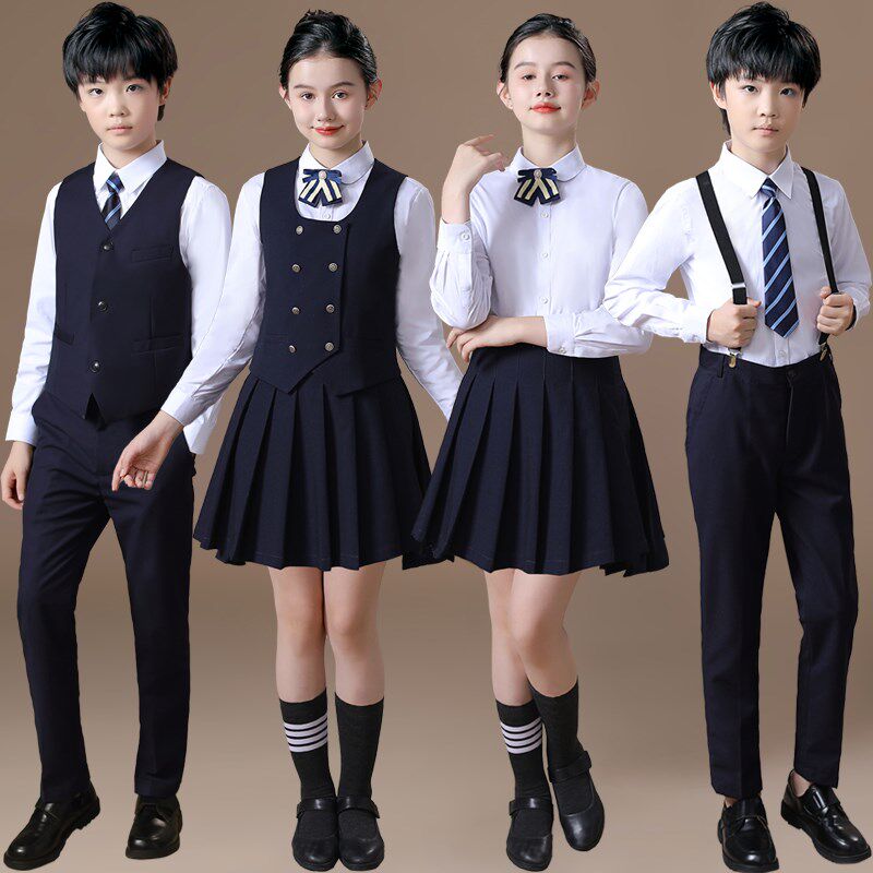 儿童大合唱演出服中小学生朗诵比赛服装学院风女童套装演讲礼服男
