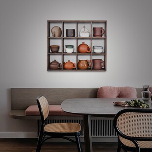 茶棚小摆件实木功夫茶杯架收纳置物架壁挂12格架多宝格博古展示架