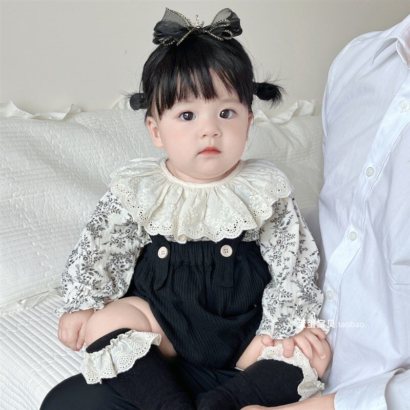 婴儿衣服两件套装背带裤女宝宝秋装超萌洋气包屁一岁婴幼儿春秋季