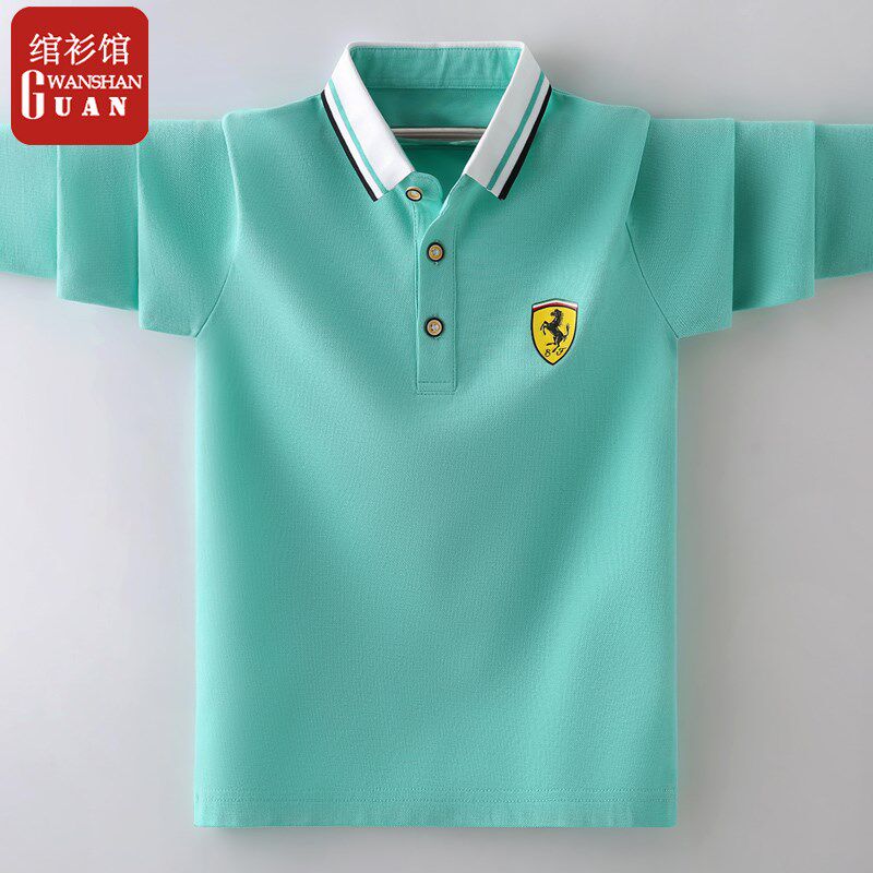 男童春季POLO衫春装棉2024新款中大童儿童翻领长袖T恤男孩春秋男