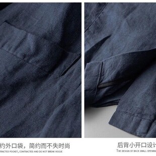亚西装套装男夏西服男款宽松上衣外套棉西服夏天麻休闲