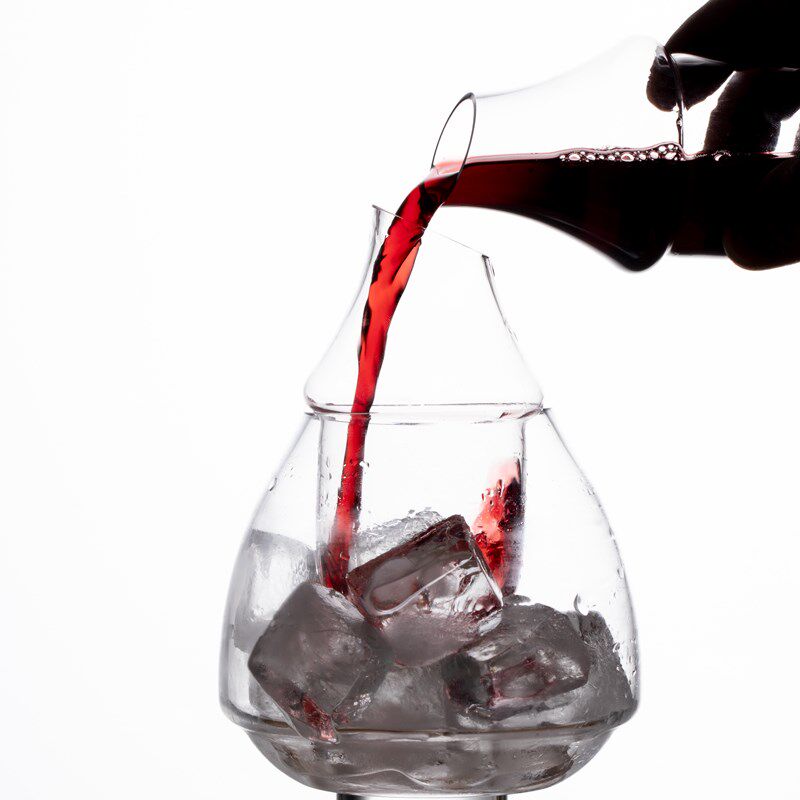 水晶玻璃冰酒器创意醒酒器分酒器餐厅红酒冰镇器小号醒酒冰酒套装
