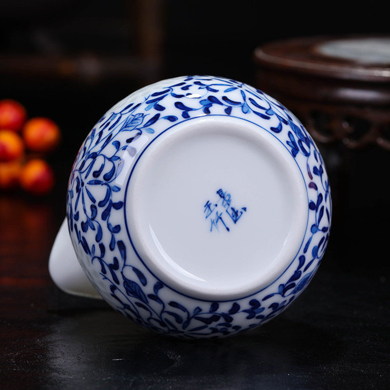 景德镇手绘青花玲珑公道杯 家用陶瓷功夫茶具公平杯匀杯分茶器