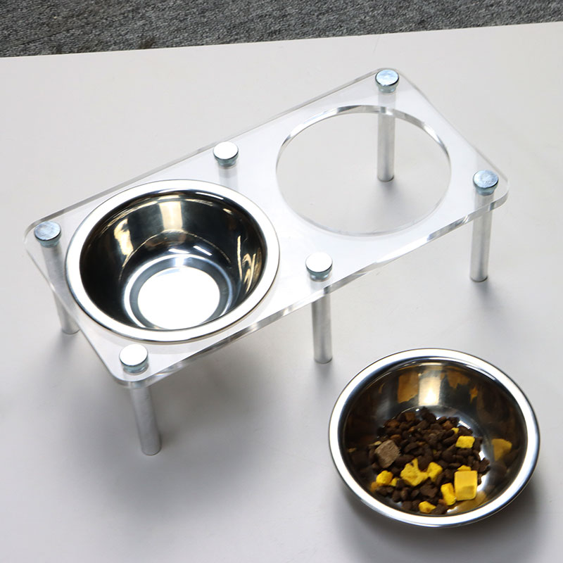 双碗架猫狗碗飞碟碗水碗不锈钢猫碗食盆宠物狗小碗易洗亚克力碗架图片
