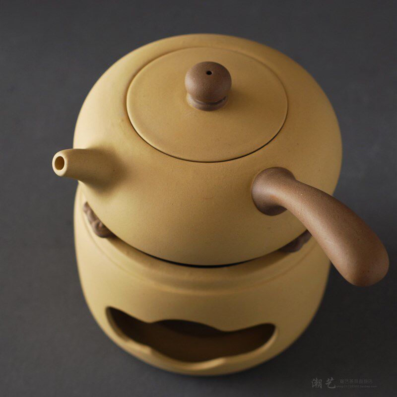 老岩泥直火酒精泡茶炉粗陶侧把煮水普洱煮茶壶温茶器煮酒壶功夫茶