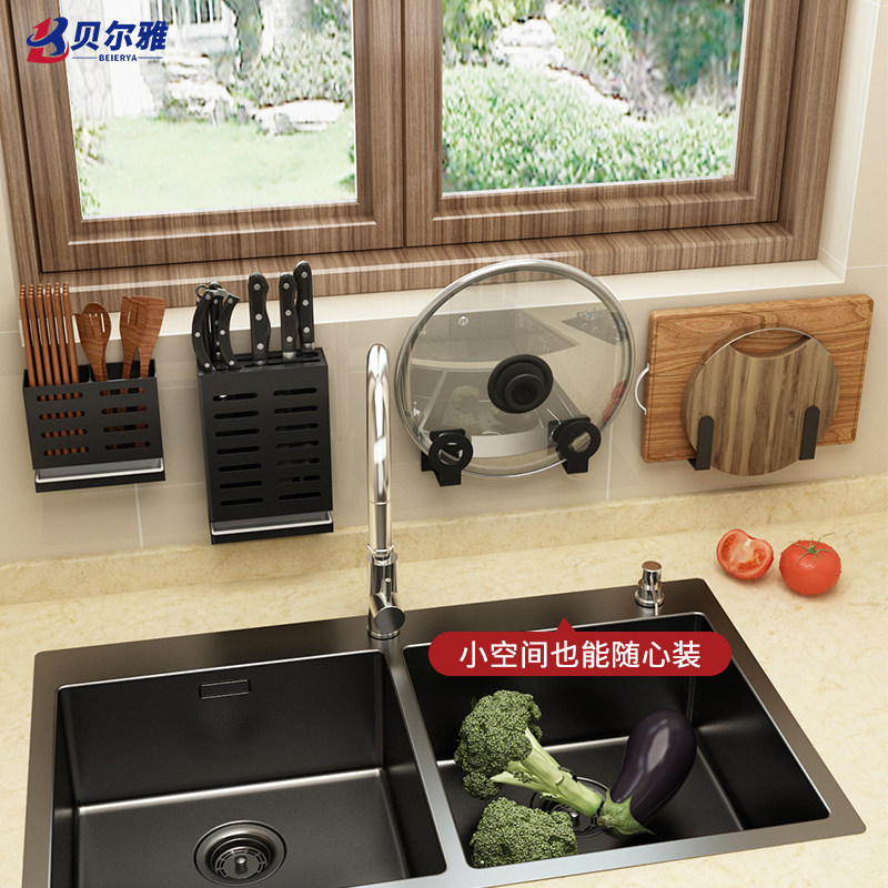 厨房置物架免打孔调味料品架子壁挂多功能刀架菜板用品储物收纳架