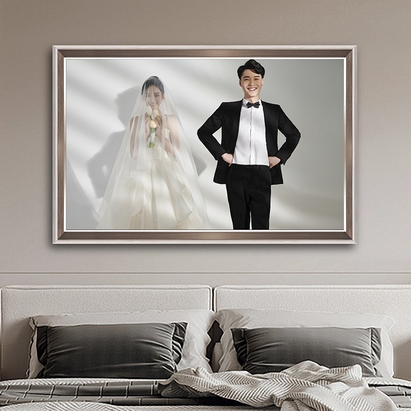 定制床头婚纱照相框放大挂墙加打印结婚照片全家福大尺寸画框制作